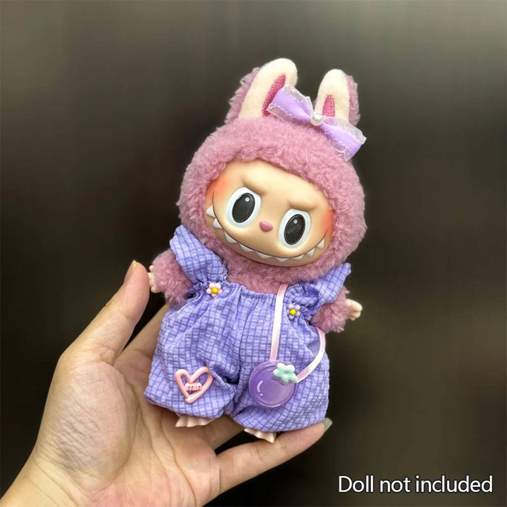 The Monsters Labubu Fashion Outfit - Purple overalls set