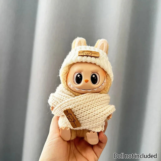 The Monsters Labubu Fashion Outfit - White bear hat scarf