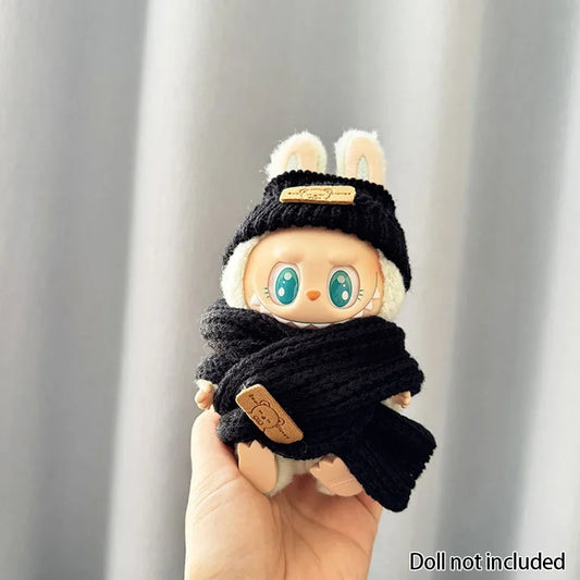 The Monsters Labubu Fashion Truc - Black bear hat scarf
