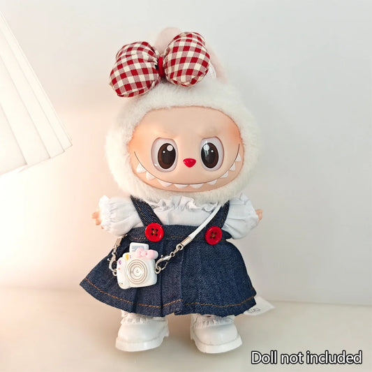 The Monsters Labubu Fashion Truc - Red/White bow tie set