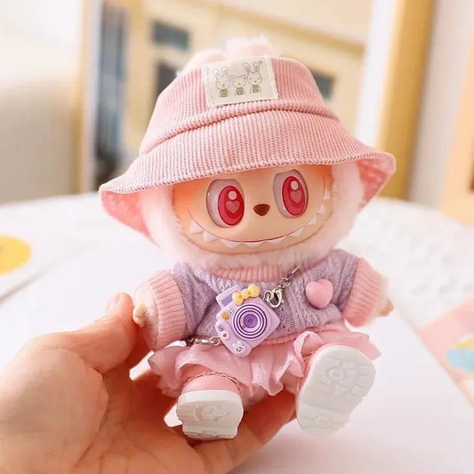 Tenue de mode Monsters Labubu - Ensemble appareil photo rose