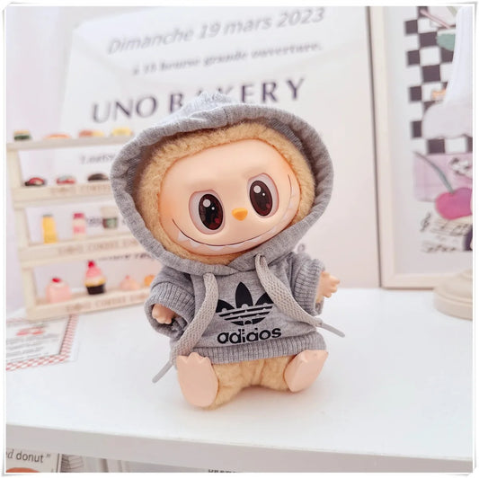 The Monsters Labubu Fashion Clothing - Adidas hoodie grey