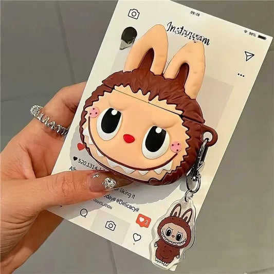 The Monsters Labubu Fashion Accessories - Airpods case brown